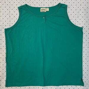Vintage Separate Issue Woman Green Sleeveless Henley Tank 22W